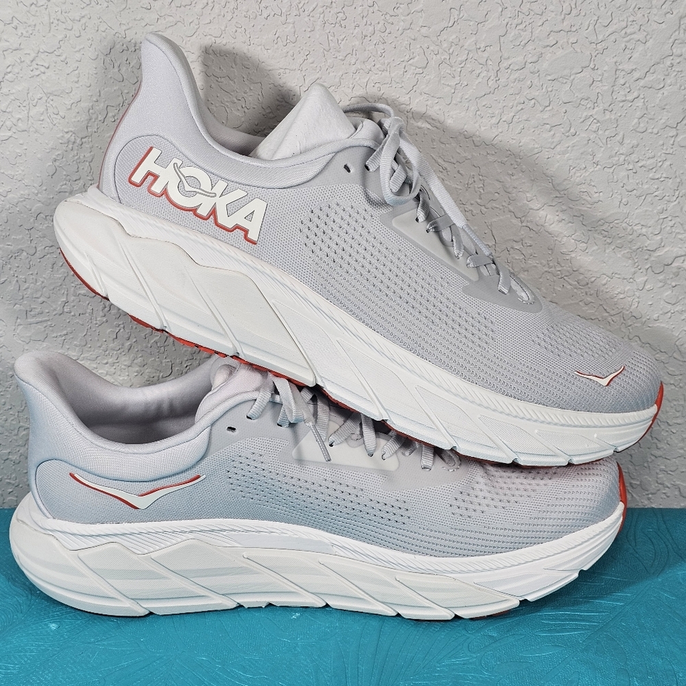 Hoka Men's Arahi 7 Cosmic Gray/Tomato Size 11.5 - Picture 2 of 9